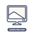 Computer monitor icon in linestyle