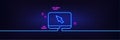 Computer or Monitor icon. Mouse cursor sign. Neon light glow effect. Vector Royalty Free Stock Photo