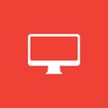 Computer Monitor Icon On Red Background. Red Flat Style Vector Illustration Royalty Free Stock Photo