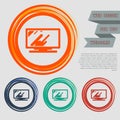 Computer, monitor icon on the red, blue, green, orange buttons for your website and design with space text. Royalty Free Stock Photo