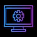 Computer monitor icon. Settings screen symbol. Gear device Vector. Configuration setup panel. Royalty Free Stock Photo