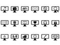 Computer monitor with icons set Royalty Free Stock Photo