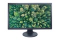 Computer monitor isolated on white with screensaver running