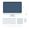 Computer monitor, keyboard, mouse and accessories Royalty Free Stock Photo