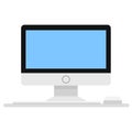 Computer monitor, keyboard and mouse in cartoon style icon on white, stock vector illustration Royalty Free Stock Photo
