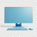 Computer monitor with keyboard and mouse isolated on white background isolated on white background Royalty Free Stock Photo