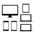 Computer monitor laptop tablet Mobile Phone Electronic gadgets Vector Icon