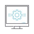 computer monitor line icon, outline symbol, vector illustration, concept sign Royalty Free Stock Photo