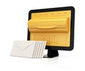 Computer monitor with mailbox on screen and envelopes Royalty Free Stock Photo