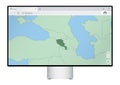 Computer monitor with map of Armenia in browser, search for the country of Armenia on the web mapping program