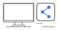 Digital Computer Screen with Sharing Icon Representing Online Connectivity and Communication Royalty Free Stock Photo