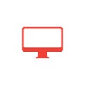 Computer Monitor Red Icon On White Background. Red Flat Style Vector Illustration Royalty Free Stock Photo