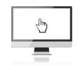 Computer monitor retina display with blank screen and hand cursor Royalty Free Stock Photo