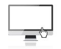 Computer monitor retina display with blank screen and hand cursor Royalty Free Stock Photo