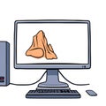 A computer monitor with a rock on it Royalty Free Stock Photo