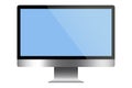 Computer monitor screen. Flat insulated monitor. LCD display with blue desktop. Realistic large display. Vector image Royalty Free Stock Photo