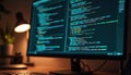 Computer monitor shows program code. AI software tools help automate documentation improving development workflows. Coding, Royalty Free Stock Photo