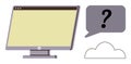 Computer Monitor with Speech Bubble and Cloud Icon, Communication and Digital Connectivity Royalty Free Stock Photo