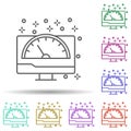 Computer monitor speedometer multi color icon. Simple thin line, outline vector of computer icons for ui and ux, website or mobile Royalty Free Stock Photo