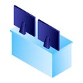 Computer monitor on table icon, isometric style Royalty Free Stock Photo