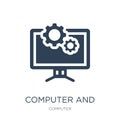 computer and monitor tools icon in trendy design style. computer and monitor tools icon isolated on white background. computer and Royalty Free Stock Photo