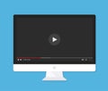 Computer monitor video player template - stock vector Royalty Free Stock Photo