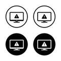 Computer monitor warning icon. System error or alert symbol in black circle Royalty Free Stock Photo