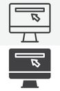 Computer monitor website line and solid different style vector icon set Royalty Free Stock Photo
