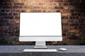 Computer monitor with white blank screen Royalty Free Stock Photo