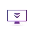 Computer monitor with wifi signal, vector illustration isolated on white background. clean design