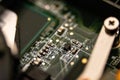 Computer motherboard circuits parts or repair Royalty Free Stock Photo