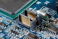 Computer motherboard closeup, SATA plug Royalty Free Stock Photo
