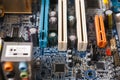 Computer motherboard components close up Royalty Free Stock Photo