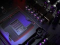 Computer motherboard cpu socket close up . 3d rendering