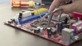 Computer motherboard repair Royalty Free Stock Photo