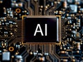 A computer motherboard with a state-of-the-art AI processor Royalty Free Stock Photo