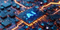 A computer motherboard with a state-of-the-art AI processor. AI generative Royalty Free Stock Photo