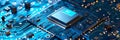 A computer motherboard with a state-of-the-art AI processor. AI generative Royalty Free Stock Photo