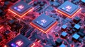 A computer motherboard with a state-of-the-art AI processor. AI generative Royalty Free Stock Photo