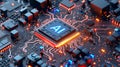 A computer motherboard with a state-of-the-art AI processor. AI generative Royalty Free Stock Photo