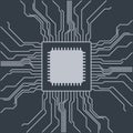 Computer motherboard vector background with circuit board electronic elements. Chip electronic pattern for computer technology, Royalty Free Stock Photo