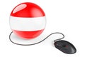 Computer mouse with Austrian flag. Internet network in Austria concept. 3D rendering