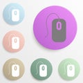 Computer mouse badge color set. Simple glyph, flat vector of web icons for ui and ux, website or mobile application Royalty Free Stock Photo