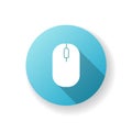 Computer mouse blue flat design long shadow glyph icon