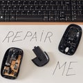 Computer mouse breakdown Royalty Free Stock Photo