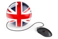 Computer mouse with British flag. Internet network in the Great Britain concept. 3D rendering Royalty Free Stock Photo