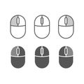 Computer mouse buttons icon. One color symbols.