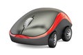 Computer Mouse with car wheels, 3D rendering Royalty Free Stock Photo