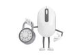 Computer Mouse Cartoon Person Character Mascot with Silver Combination Padlock. 3d Rendering Royalty Free Stock Photo