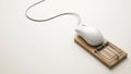Computer Mouse Caught In Mousetrap Concept On Minimal Background Royalty Free Stock Photo